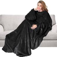Giny Fleece Plaid met Mouwen 150x200 cm Raven - thumbnail