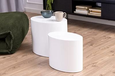 Bendt Ovale Salontafel 'Petrine' Set van 2 stuks, kleur Hoogglans wit Bendt Ovale Salontafel 'Petrine' Set van 2 stuks, kleur Hoogglans wit