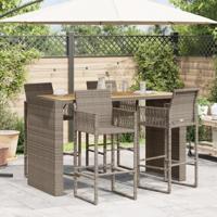 Tuintafel met acaciahouten blad 185x80x110 cm poly rattan grijs - thumbnail