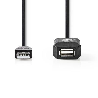 Actieve USB 2.0-Verlengkabel | A Male - A Female | 10 m | Zwart