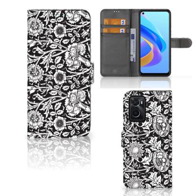 OPPO A76 | A96 Hoesje Black Flowers OPPO A76 | A96 Hoesje Black Flowers