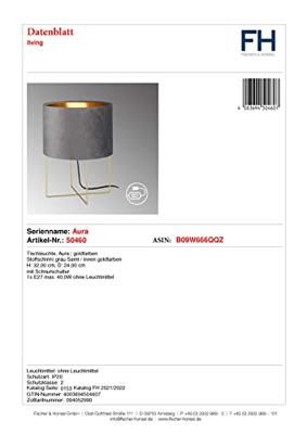 Fischer & Honsel SchemerlampAura grijs velvet - 50460