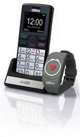 Maxcom MM 715 grote toetsen mobiele telefoon met noodoproeparmband (4,5 cm (1,8 inch) kleurendisplay, groot telefoonboek (300), FM-radio, 1,3 megapixel camera, WAP, bluetooth) zilver/zwart - thumbnail