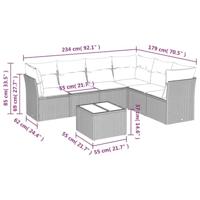 7-delige Loungeset met kussens poly rattan zwart - thumbnail