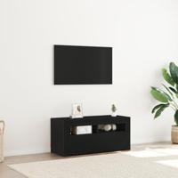 TV-kast Zwart Eiken 90 x 35 x 40 cm Bewerkt hout - thumbnail