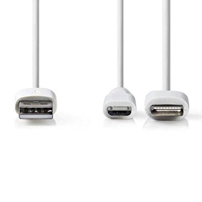 2-in-1 Sync and Charge-Kabel | USB-A Male - Micro-B Male / Apple Lightning 8-Pins Male | 1,0 m | Wit 2-in-1 Sync and Charge-Kabel | USB-A Male - Micro-B Male / Apple Lightning 8-Pins Male | 1,0 m | Wit