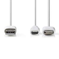 2-in-1 Sync and Charge-Kabel | USB-A Male - Micro-B Male / Apple Lightning 8-Pins Male | 1,0 m | Wit - thumbnail