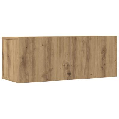 7-delig Tv-meubelset wandmontage bewerkt hout artisanaal eiken