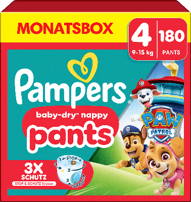 Pampers Pampers Baby Dry Paw Patrol Gr.4 Maxi 9-15kg 180 Stk. Pampers Pampers Baby Dry Paw Patrol Gr.4 Maxi 9-15kg 180 Stk.