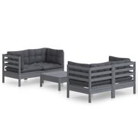 5-delige Loungeset met antracietkleurige kussens grenenhout - thumbnail
