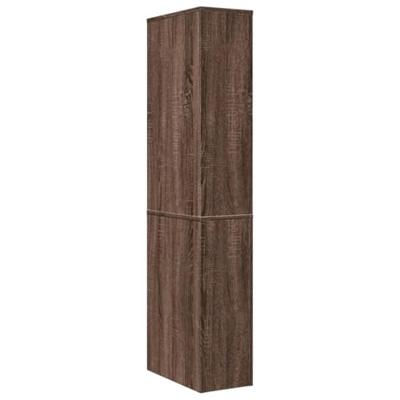 Badkamerkast smal met wielen bewerkt hout bruin eikenkleurig