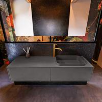 Badkamermeubelset Mondiaz Erin 150 cm met 2 Lades met RIDGE Wastafel Rechts Dark grey met 1 kraangat Greeploos Mat Dark Grey - thumbnail