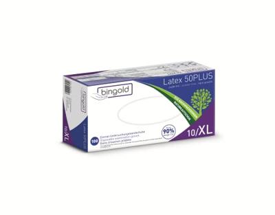 Handschoenen uit latex, extra large, wit, poedervrij, doos van 100 stuks