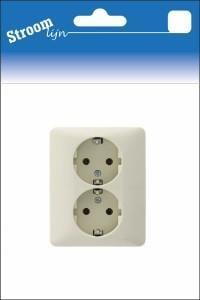 Stroomlijn Inbouw stopcontact RA PEHA dubbel creme - 6602016