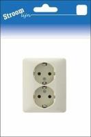 Stroomlijn Inbouw stopcontact RA PEHA dubbel creme - 6602016 - thumbnail