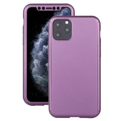 Voor iPhone 11 Pro schokbestendige PC volledige dekking beschermhoes met gehard glas film (paars) Voor iPhone 11 Pro schokbestendige PC volledige dekking beschermhoes met gehard glas film (paars)