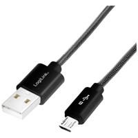 LogiLink CU0132 USB-kabel USB 2.0 USB-A stekker, USB-micro-B stekker 1.00 m Zwart - thumbnail