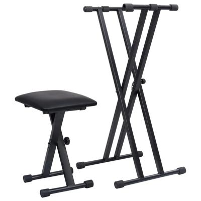 VidaXL Keyboardstandaard en -kruk dubbel versterkt zwart VidaXL Keyboardstandaard en -kruk dubbel versterkt zwart