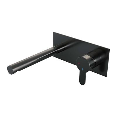 Brauer Gunmetal Edition Inbouw Wastafelmengkraan met Rechte Uitloop en Afdekplaat Model D1 Gunmetal Geborsteld PVD