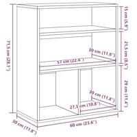 Boekenkast 60x30x71,5 cm bewerkt hout oud houtkleurig - thumbnail