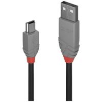 LINDY USB-kabel USB 2.0 USB-A stekker, USB Mini-B stekker 1,00 m Zwart, Grijs 36722 - thumbnail