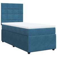 Boxspring met matras fluweel blauw 90x190 cm - thumbnail