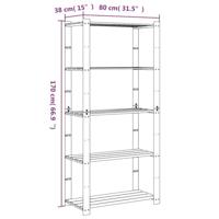 Opbergrek 5-laags 80x38x170 cm massief grenenhout zwart - thumbnail