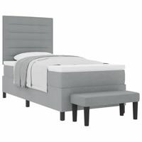 Boxspringbed met matras Lichtgrijs 90 x 200 cm Stof - thumbnail