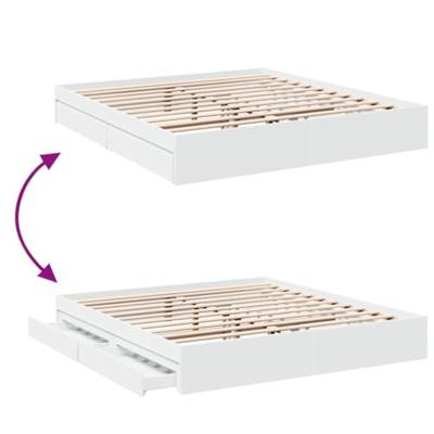 Bedframe met lades bewerkt hout wit 180x200 cm