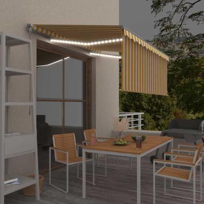 VidaXL Luifel handmatig uittrekbaar rolgordijn led 3x2,5 m geel en wit VidaXL Luifel handmatig uittrekbaar rolgordijn led 3x2,5 m geel en wit