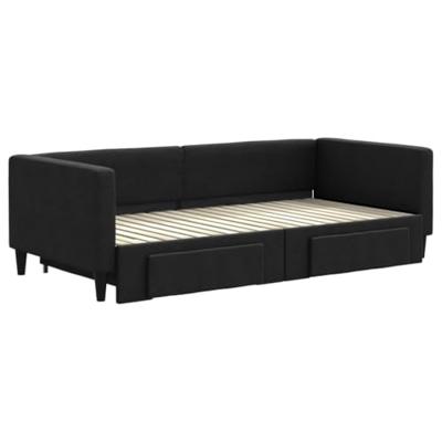 Slaapbank met onderschuifbed en lades 90x190 cm stof zwart