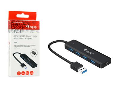 Equip 4-Port-USB-3.2 Gen 1-Hub und Adapter für USB-C USB-C (USB 3.2 Gen 2) multiport hub 5 poorten Zwart Equip 4-Port-USB-3.2 Gen 1-Hub und Adapter für USB-C USB-C (USB 3.2 Gen 2) multiport hub 5 poorten Zwart