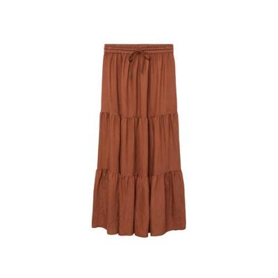 Mango rok met plooien roodbruin Mango rok met plooien roodbruin