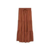 Mango rok met plooien roodbruin - thumbnail
