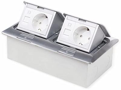 LEDmaxx 105627 2-voudig Vloerinbouw-contactdoos Met Cat5-bus, Aanraakbeveiliging Aluminium