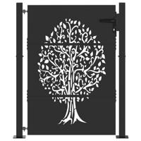 Tuinpoort met slot Zwart 105 x 125 cm Poedergecoat staal - thumbnail