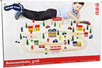 Houten treinbaanset XXL - 100 stuks - spoorwegen - thumbnail
