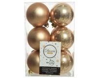 12 onbreekbare kerstballen toffee 6 cm - thumbnail