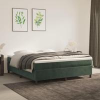 Boxspring met matras fluweel donkergroen 160x200 cm - thumbnail
