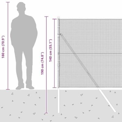VidaXL Afrasteringspaal grijs 10 x 1,4 m (12 x 12 mm gaas)