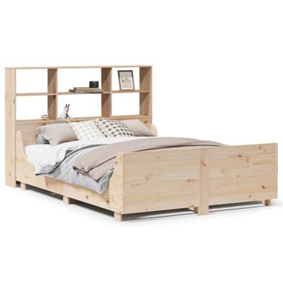 Bed met boekenkast zonder matras massief hout 160x200 cm - thumbnail