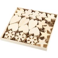 Creativ Company Houten ornamenten kerst thema divers, 90st. - thumbnail