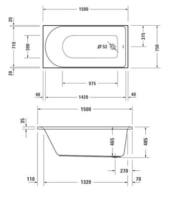 Ligbad Duravit D-Neo Inbouw 150x75x48.5 cm Wit Ligbad Duravit D-Neo Inbouw 150x75x48.5 cm Wit