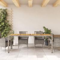 Tuintafel met acaciahouten blad 190x90x75 cm poly rattan grijs - thumbnail