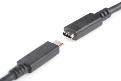 Digitus AK-300210-020-S USB-kabel USB 2.0 USB-C stekker, USB-C bus 2.00 m Zwart Flexibel, Folie afscherming, Afscherming gevlochten