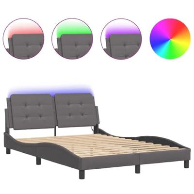Bedframe met LED-verlichting kunstleer grijs 120x200 cm