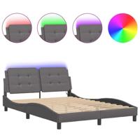 Bedframe met LED-verlichting kunstleer grijs 120x200 cm - thumbnail