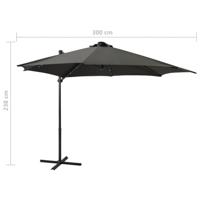 VidaXL Zweefparasol met paal en led-verlichting 300 cm antracietkleur - thumbnail