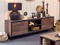 Tv-meubel KUTINA 2 deuren donker scheepshout - thumbnail