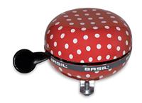 Basil polkadot - fietsbel - 80 mm - rood / wit - thumbnail